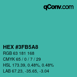 Color code: HEX #3FB5A8 | qconv.com