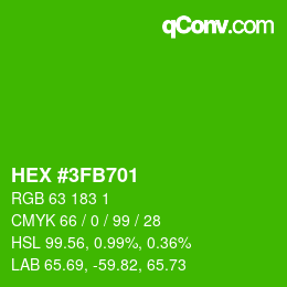 颜色代码: HEX #3FB701 | qconv.com