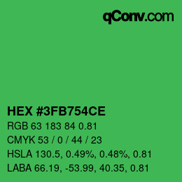 Farbcode: HEX #3FB754CE | qconv.com