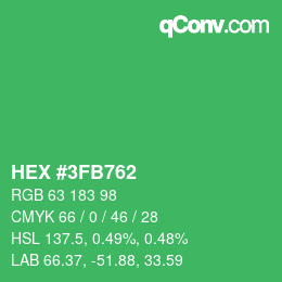 カラーコード: HEX #3FB762 | qconv.com