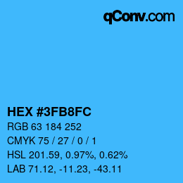 Color code: HEX #3FB8FC | qconv.com