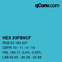 Color code: HEX #3FB9CF | qconv.com