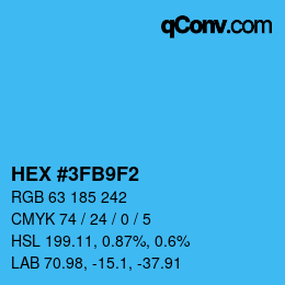 Color code: HEX #3FB9F2 | qconv.com