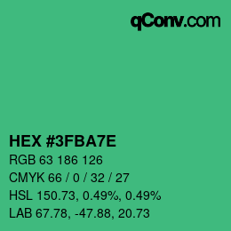 Color code: HEX #3FBA7E | qconv.com