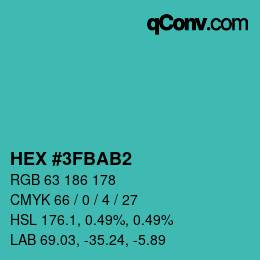 Color code: HEX #3FBAB2 | qconv.com