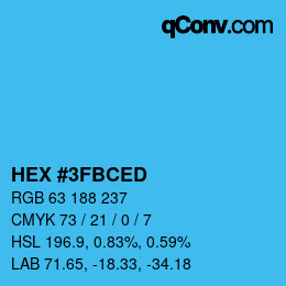 カラーコード: HEX #3FBCED | qconv.com