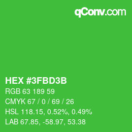 Color code: HEX #3FBD3B | qconv.com