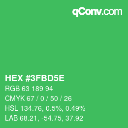 Color code: HEX #3FBD5E | qconv.com