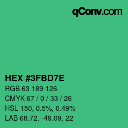 Color code: HEX #3FBD7E | qconv.com