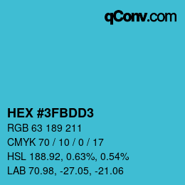 Color code: HEX #3FBDD3 | qconv.com