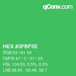 Color code: HEX #3FBF5E | qconv.com