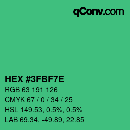 Color code: HEX #3FBF7E | qconv.com