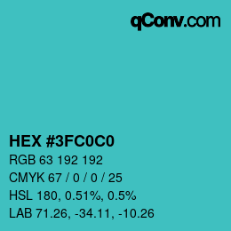Color code: HEX #3FC0C0 | qconv.com