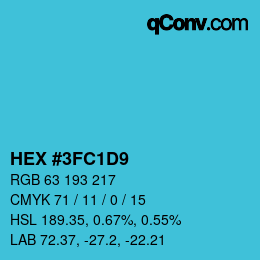 Color code: HEX #3FC1D9 | qconv.com