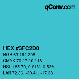 颜色代码: HEX #3FC2D0 | qconv.com