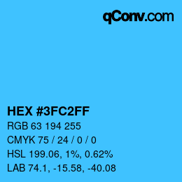 カラーコード: HEX #3FC2FF | qconv.com