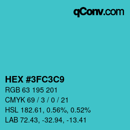 Color code: HEX #3FC3C9 | qconv.com