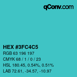 カラーコード: HEX #3FC4C5 | qconv.com