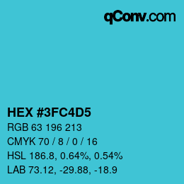 颜色代码: HEX #3FC4D5 | qconv.com