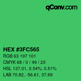 Color code: HEX #3FC565 | qconv.com