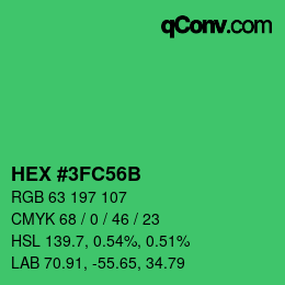 カラーコード: HEX #3FC56B | qconv.com
