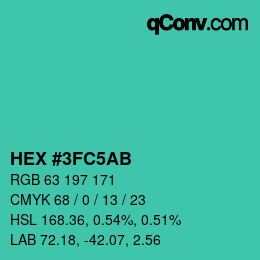 Color code: HEX #3FC5AB | qconv.com