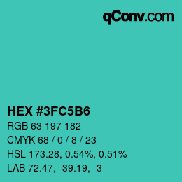 颜色代码: HEX #3FC5B6 | qconv.com