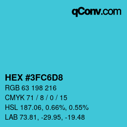 Color code: HEX #3FC6D8 | qconv.com