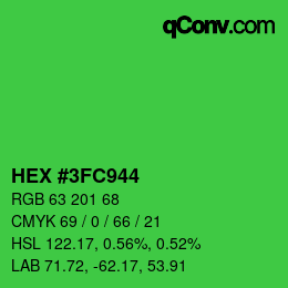 Color code: HEX #3FC944 | qconv.com