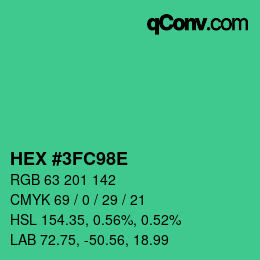Color code: HEX #3FC98E | qconv.com