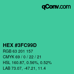 Color code: HEX #3FC99D | qconv.com