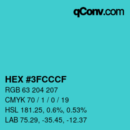Color code: HEX #3FCCCF | qconv.com