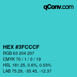 Color code: HEX #3FCCCF | qconv.com