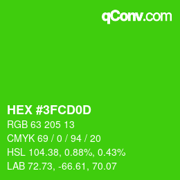 カラーコード: HEX #3FCD0D | qconv.com