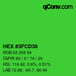 カラーコード: HEX #3FCD36 | qconv.com