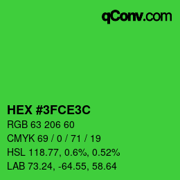 Color code: HEX #3FCE3C | qconv.com