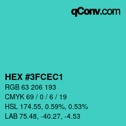 カラーコード: HEX #3FCEC1 | qconv.com