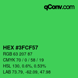 Color code: HEX #3FCF57 | qconv.com