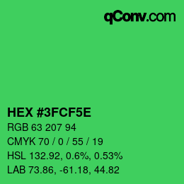 Color code: HEX #3FCF5E | qconv.com