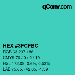 Color code: HEX #3FCFBC | qconv.com