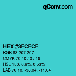 Color code: HEX #3FCFCF | qconv.com