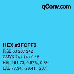カラーコード: HEX #3FCFF2 | qconv.com