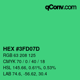カラーコード: HEX #3FD07D | qconv.com