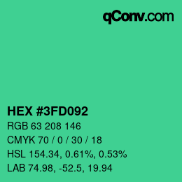 カラーコード: HEX #3FD092 | qconv.com