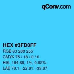 颜色代码: HEX #3FD0FF | qconv.com
