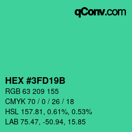 Color code: HEX #3FD19B | qconv.com