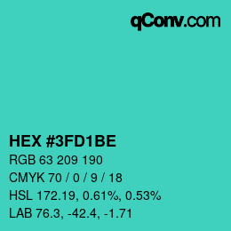 Color code: HEX #3FD1BE | qconv.com