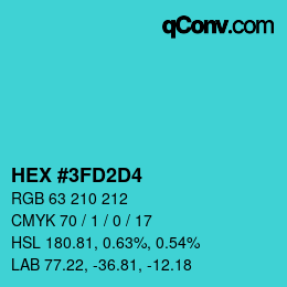 Color code: HEX #3FD2D4 | qconv.com