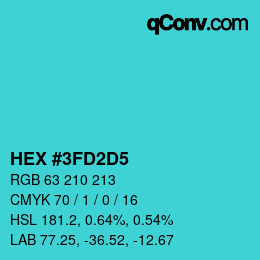 颜色代码: HEX #3FD2D5 | qconv.com