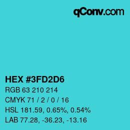 颜色代码: HEX #3FD2D6 | qconv.com